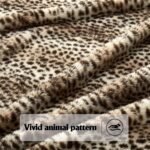 DREAMNINE Luxury Brown Cheetah Print Faux Rabbit Fur Blanket for Couch 50" x 60"... - Image 4