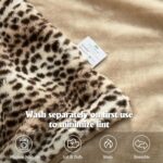 DREAMNINE Luxury Brown Cheetah Print Faux Rabbit Fur Blanket for Couch 50" x 60"... - Image 5