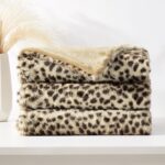 DREAMNINE Luxury Brown Cheetah Print Faux Rabbit Fur Blanket for Couch 50" x 60"... - Image 7