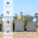 Tangkula 3 Pieces Patio Dining Set, Patiojoy Space-Saving PE Rattan Bistro Set w... - Image 5