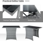Tangkula 3 Pieces Patio Dining Set, Patiojoy Space-Saving PE Rattan Bistro Set w... - Image 9