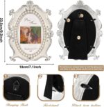 Vintage Picture Frames 5x7 - Silver Metal Oval Photo Frame with Pearl & Crystal ... - Image 5