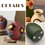 Vintage Ceramic Vase, Minimalist Texture Stone Patterned White Flower Vase, Deco... - Image 5