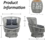 3 Piece Premium Outdoor Patio Furniture Set, Swivel Wicker Bistro Set with 2 Rot... - Image 3