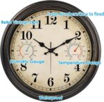 16 Inch Large Outdoor Clock with Thermometer and Hygrometer Combo, Waterproof In... - Image 4