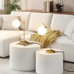Globe Table Lamp Set of 2, Brass Glass Globe Desk Lamp with Milky White Glass Sh... - Image 8