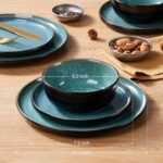 LIANYU Ceramic Dinnerware Sets for 4, 12 Piece Porcelain Stoneware Plates and Bo... - Image 3