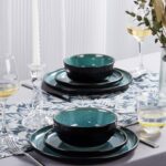 LIANYU Ceramic Dinnerware Sets for 4, 12 Piece Porcelain Stoneware Plates and Bo... - Image 5