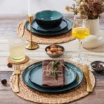 LIANYU Ceramic Dinnerware Sets for 4, 12 Piece Porcelain Stoneware Plates and Bo... - Image 7