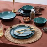 LIANYU Ceramic Dinnerware Sets for 4, 12 Piece Porcelain Stoneware Plates and Bo... - Image 8