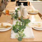 Geelin 6 Pcs Boho Rustic Table Centerpieces, 3 Modern Ceramic Vases, Wooden Slic... - Image 8