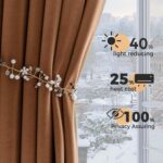 Lazzzy Brown Blackout Velvet Curtains 84 Inch Length Pinch Pleated Thermal Insul... - Image 6