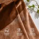 Lazzzy Brown Blackout Velvet Curtains 84 Inch Length Pinch Pleated Thermal Insul... - Image 7
