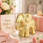 Elephant Statue Decor Brings Good Luck Mom Gifts Elephants Figurine Gold Decor f... - Image 3