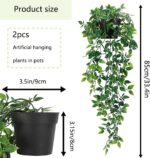 Artificial Hanging Plants, 2pcs artificial plants indoors in pots, Greenery Fake... - Image 4