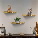 Floating Shelves Wall Mounted Wall Decor Iron Glass Hanging Shelf Home Decor Set... - Image 3