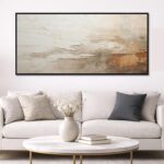 Oversized Abstract Canvas Black Framed Wall Decor - Large Beige Elegant Wall Art... - Image 3