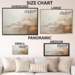 Oversized Abstract Canvas Black Framed Wall Decor - Large Beige Elegant Wall Art... - Image 5