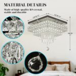 Finktonglan 13" Dimmable Crystal Ceiling Light with Remote & App, Modern Square ... - Image 4