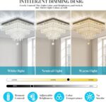 Finktonglan 13" Dimmable Crystal Ceiling Light with Remote & App, Modern Square ... - Image 5