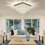 Finktonglan 13" Dimmable Crystal Ceiling Light with Remote & App, Modern Square ... - Image 7