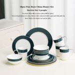 16-Piece Fine Bone China Dinnerware Set, Dinner Plates,Bowls and Mugs Set, Dishw... - Image 3