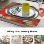 Modern Art Placemats Set of 4 Red Abstract Painting Place Mats Washable Linen Pl... - Image 6