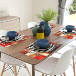 Modern Art Placemats Set of 4 Red Abstract Painting Place Mats Washable Linen Pl... - Image 7