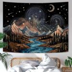 kampdream Snow Mountain Tapestry, Majestic Peaks and Creek Landscape Wall Hangin... - Image 6