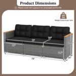 Tangkula 3-Seat Patio Wicker Couch Sofa, Outdoor 3 Seater Rattan Furniture Set w... - Image 4