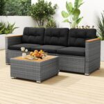 Tangkula 3-Seat Patio Wicker Couch Sofa, Outdoor 3 Seater Rattan Furniture Set w... - Image 5