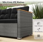 Tangkula 3-Seat Patio Wicker Couch Sofa, Outdoor 3 Seater Rattan Furniture Set w... - Image 8