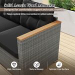 Tangkula 3-Seat Patio Wicker Couch Sofa, Outdoor 3 Seater Rattan Furniture Set w... - Image 9