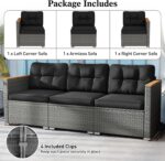 Tangkula 3-Seat Patio Wicker Couch Sofa, Outdoor 3 Seater Rattan Furniture Set w... - Image 10