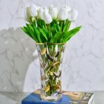 Luxury Italian Glass Vase, 8.5-inch, Silver & Gold, Modern Flower Vase for Cente... - Image 3