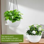 WOUSIWER Self Watering Hanging Planters, 2 Pack 10'' Plastic Pots with Drainage ... - Image 4
