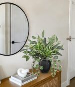 Artificial Greenery Arrangement with Cement Vase, Fake Potted Plants in Rustic J... - Image 5