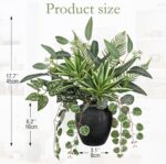 Artificial Greenery Arrangement with Cement Vase, Fake Potted Plants in Rustic J... - Image 6