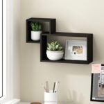 Furinno Rossi Interweave Wall Mount Floating Decorative Shelf, Set of 2, Espress... - Image 3