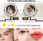 9" Wall Mounted Lighted Makeup Mirror,4000mAh Rechargeable Double Sided 1X/10X M... - Image 4