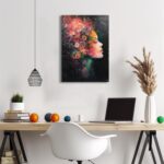Framed Canvas Wall Art Beautiful Woman With Colorful Flowers, White Flowers Head... - Image 4