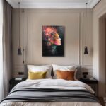 Framed Canvas Wall Art Beautiful Woman With Colorful Flowers, White Flowers Head... - Image 5