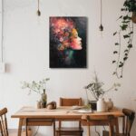 Framed Canvas Wall Art Beautiful Woman With Colorful Flowers, White Flowers Head... - Image 6
