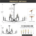 Black Living Room Chandelier 12 Light Hight Ceiling Foyer Candle Chandelier Larg... - Image 8