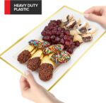 (6 Pcs) Premium White and Gold Plastic Serving Tray, Plastic Serving Platter Dis... - Image 4