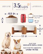 Getstar Ceramic Dog Bowls Set with Acacia Wood Stand, 3.5 Cups Pet Bowls Set of ... - Image 3