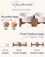 Getstar Ceramic Dog Bowls Set with Acacia Wood Stand, 3.5 Cups Pet Bowls Set of ... - Image 5