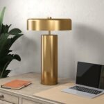 Henn&Hart 23.75" Mid-Century Modern 1-Light Table Lamp with Gold Metal Drum Shad... - Image 5