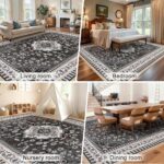 Luxury 5' x 7' Black Living Room Rug, Washable Non Slip Area Rugs, Boho Low Pile... - Image 7
