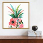 Amanti Art Framed Canvas Wall Art 16x16 Pina Colada (Floral Pineapple) by Eva Wa... - Image 7